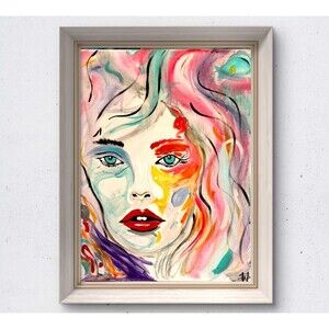 WS original portrait art 12X16 canvas acrylic modern expressionism fine art